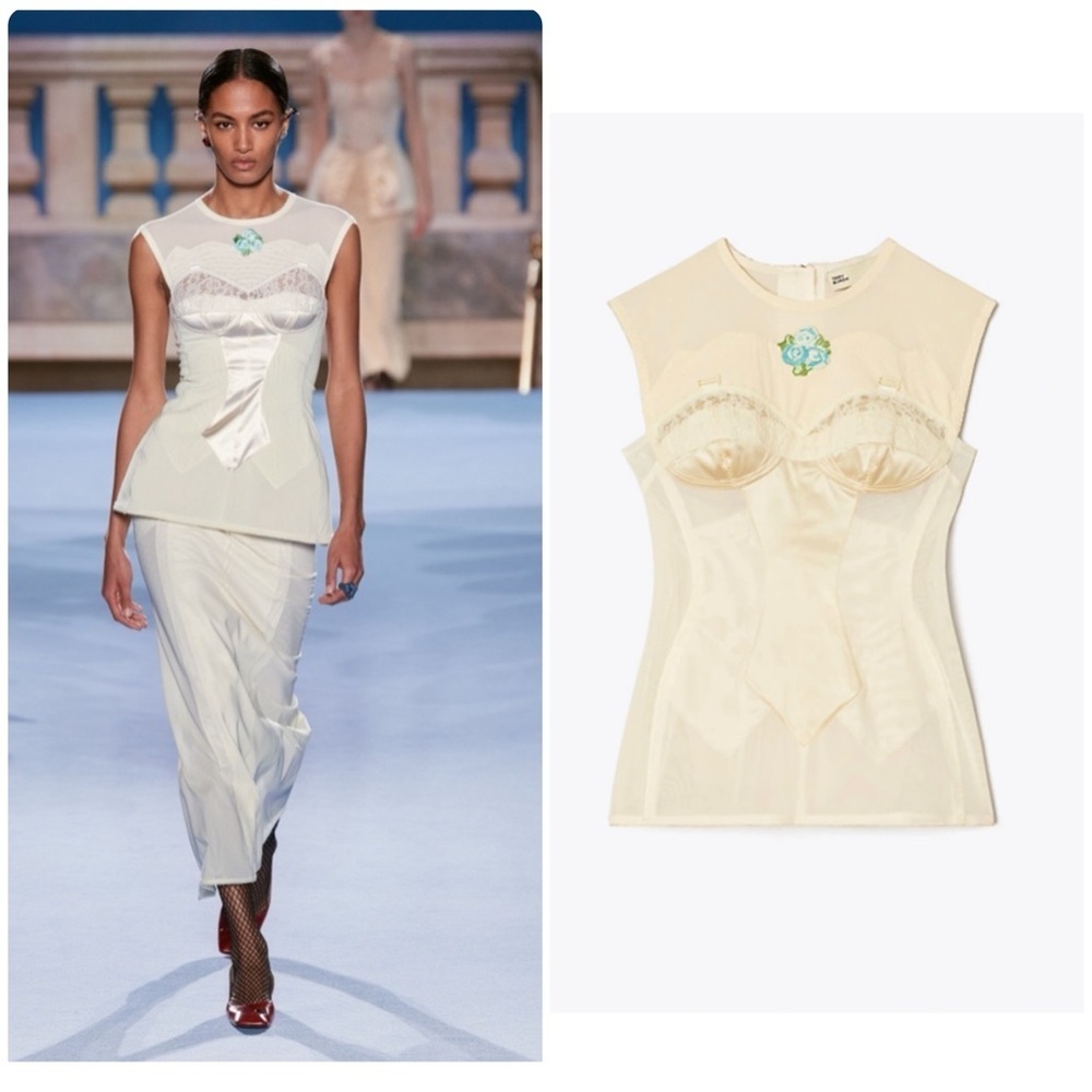 New TORY BURCH Mesh Corset Style Top
